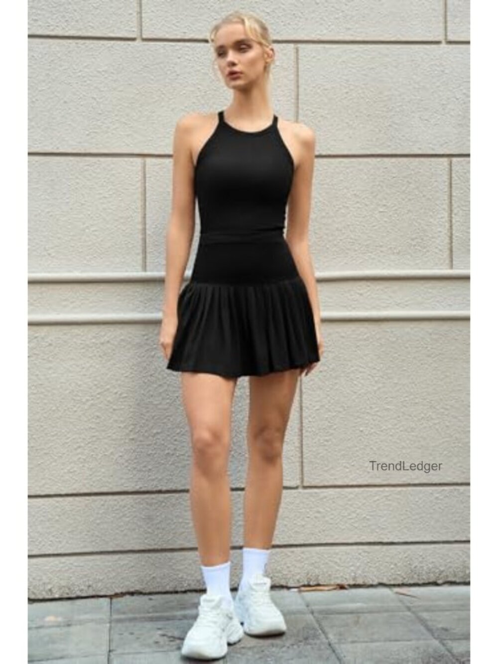 Women's Tennis Skirt Set with Built-in Shorts and Padded Tank Top - Picture 4 of 6